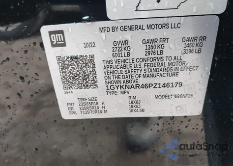 2023 Cadillac Xt5 Fwd Luxury z USA, uszkodzony, nr VIN 1GYKNAR46PZ146179